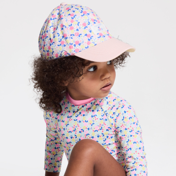 قبعة بنقشة الزهور باللون الوردي للفتيات الصغيرات